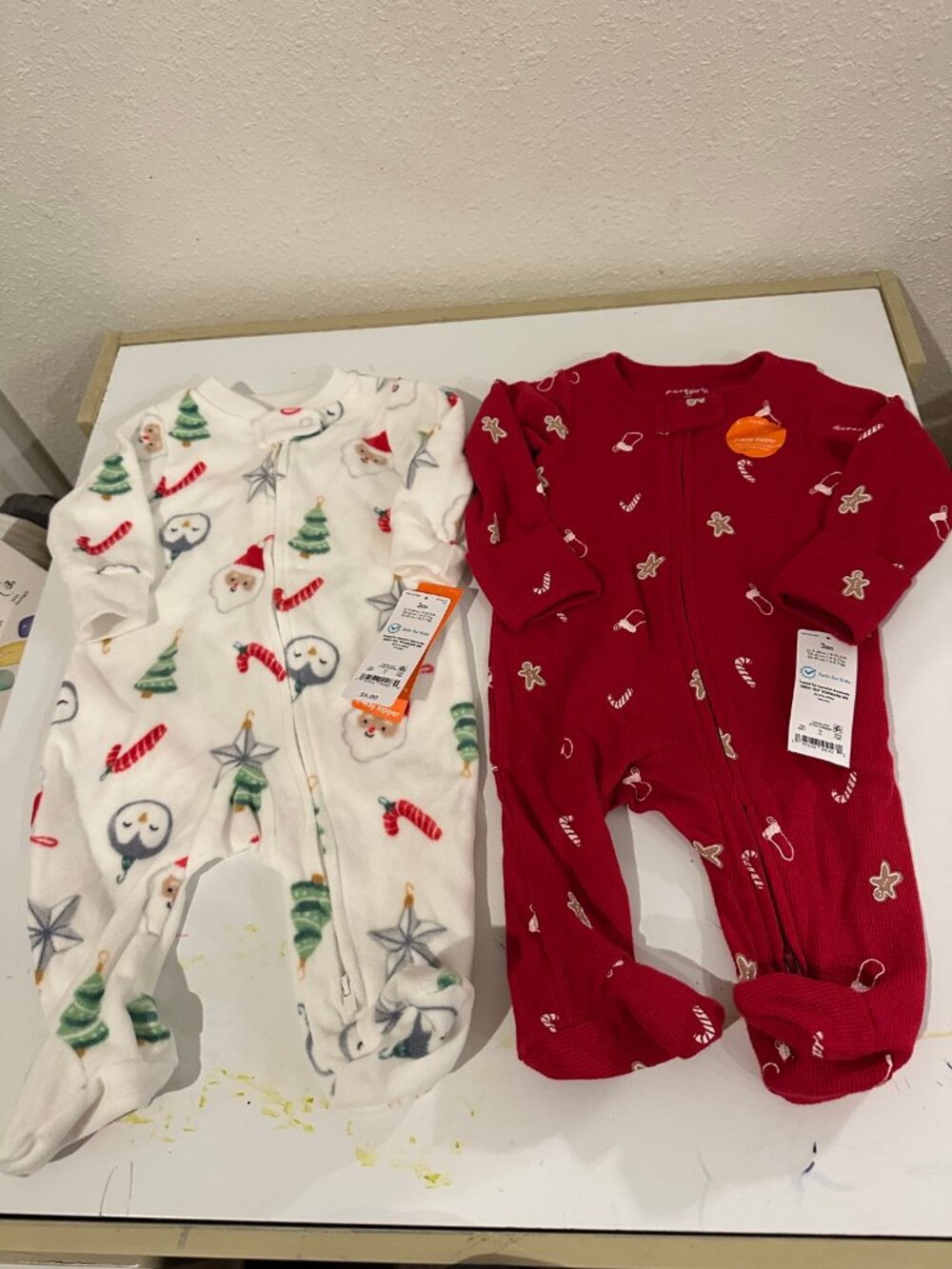 Carter's Baby Christmas Pajamas Lot of 2 Footed Sleepers 3 Months NWT